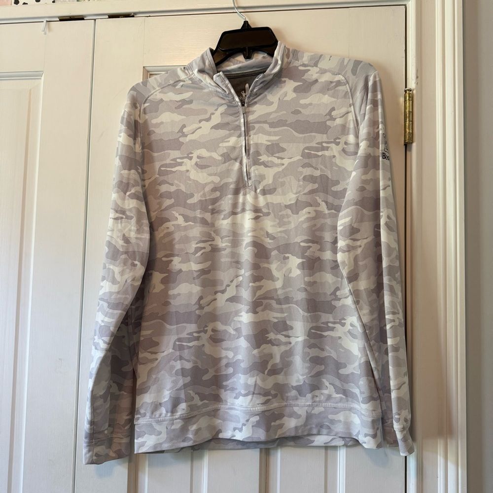Johnnie-O Grey Camo TPC Boston Quarter-Zip Performance Jacket Size Medium